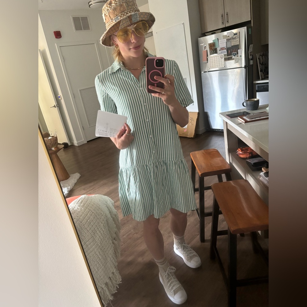 Women’s Striped Button-Up Shirt Dress